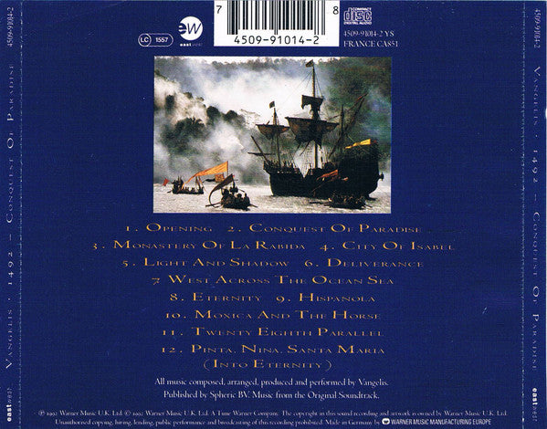 Vangelis : 1492 – Conquest Of Paradise (Music From The Original Soundtrack) (Album,Stereo)