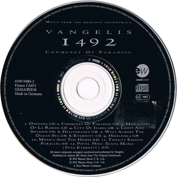 Vangelis : 1492 – Conquest Of Paradise (Music From The Original Soundtrack) (Album,Stereo)