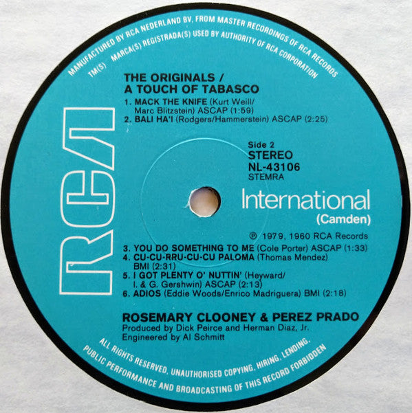 Rosemary Clooney / Perez Prado : A Touch Of Tabasco (LP,Album,Reissue,Stereo)