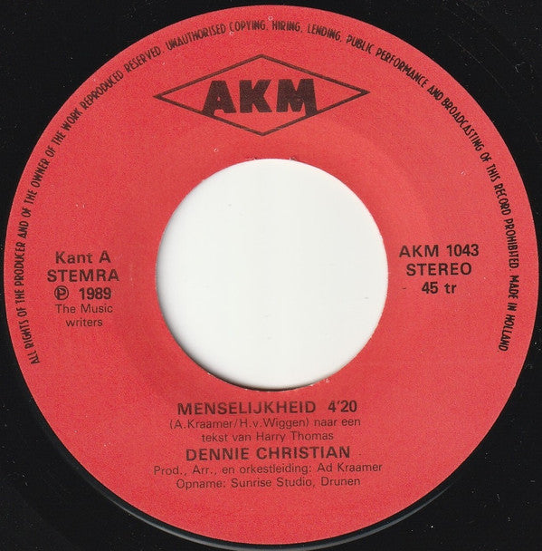 Dennie Christian : Santa Fe / Menselijkheid (7",45 RPM,Single,Stereo)