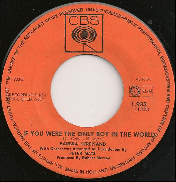 Barbra Streisand : Happy Days Are Here Again (7",45 RPM,Single)