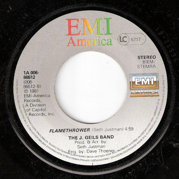 J. Geils Band, The : Freeze Frame (7",45 RPM,Single,Stereo)