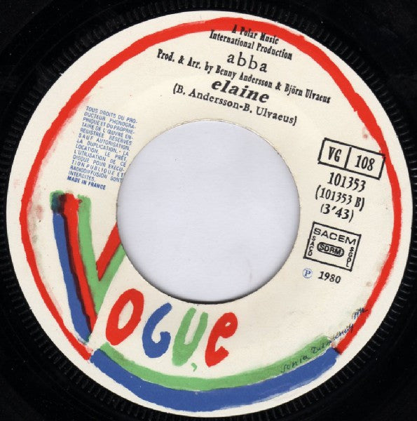 ABBA : The Winner Takes It All / Elaine (7",45 RPM,Single)