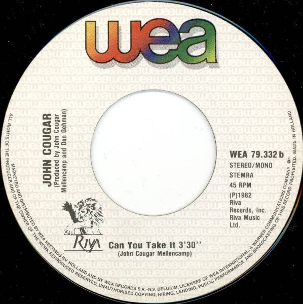 John Cougar Mellencamp : Jack & Diane (7",Single,45 RPM)