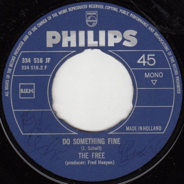 Free, The (2) : Because I Love You (7",Single,45 RPM,Mono)