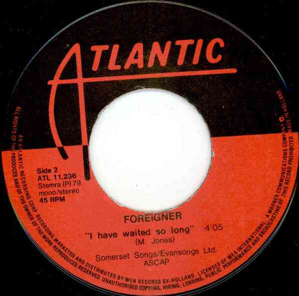 Foreigner : Blue Morning, Blue Day (7",Single,45 RPM)