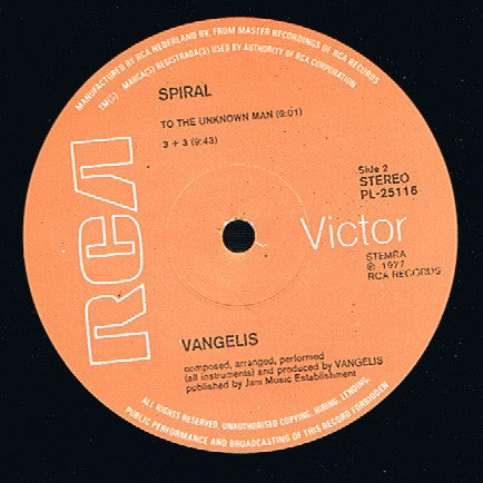 Vangelis : Spiral (LP, Album, RE, Gat)