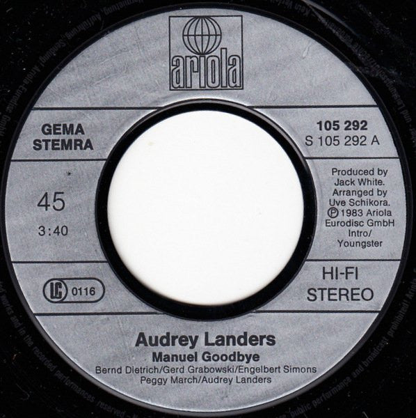 Audrey Landers : Manuel Goodbye (7", Single)