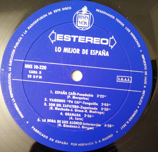 Various : Lo Mejor De España (LP,Compilation,Stereo)