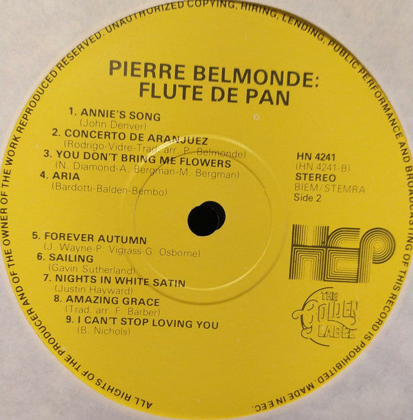 Pierre Belmonde : Flûte De Pan (LP,Album,Stereo)
