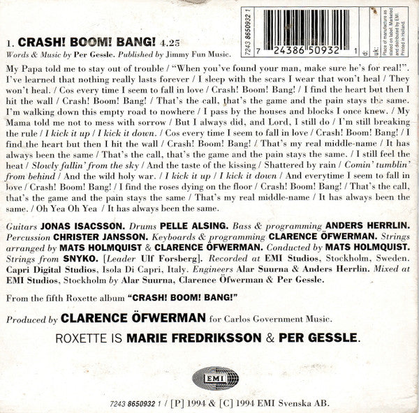 Roxette : Crash! Boom! Bang! (Single,Limited Edition)