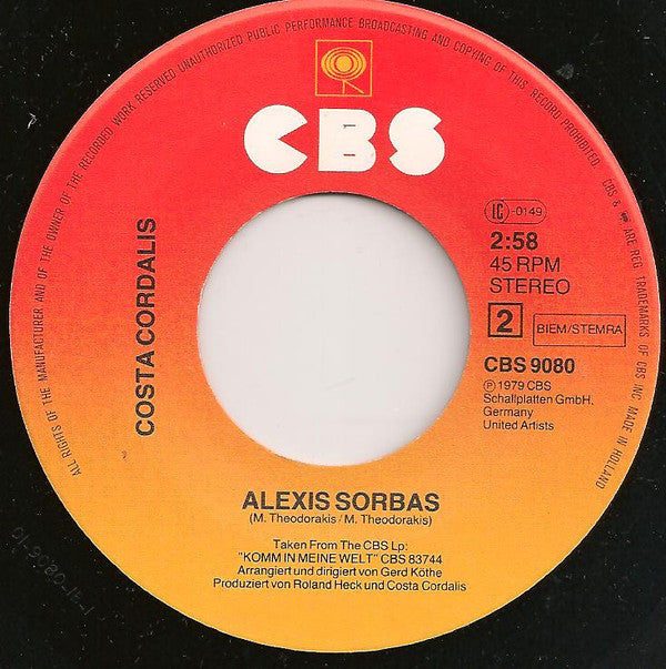 Costa Cordalis : Das Alte Lied Von Helena (7",45 RPM,Single,Stereo)