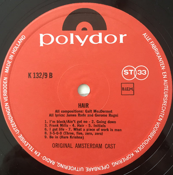 Various : Hair (Original Amsterdam Cast) (LP,Album,Club Edition)