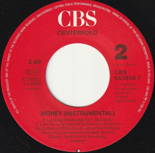 Centerfold : Money (7",45 RPM,Single,Stereo)