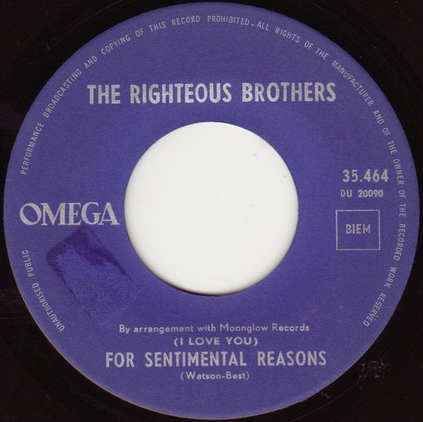 Righteous Brothers, The : Ebb Tide / (I Love You) For Sentimental Reasons (7",45 RPM,Single)