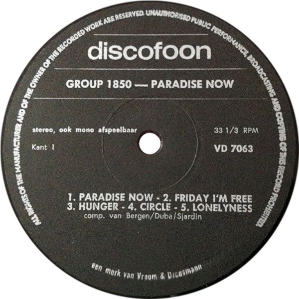 Group 1850 : Paradise Now (LP,Album)