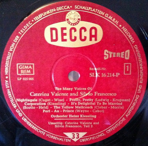 Caterina Valente I Silvio Francesco : The Many Voices Of (LP,Album,Stereo)
