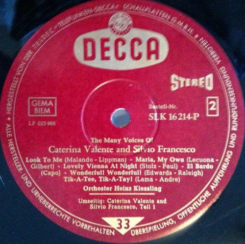 Caterina Valente I Silvio Francesco : The Many Voices Of (LP,Album,Stereo)