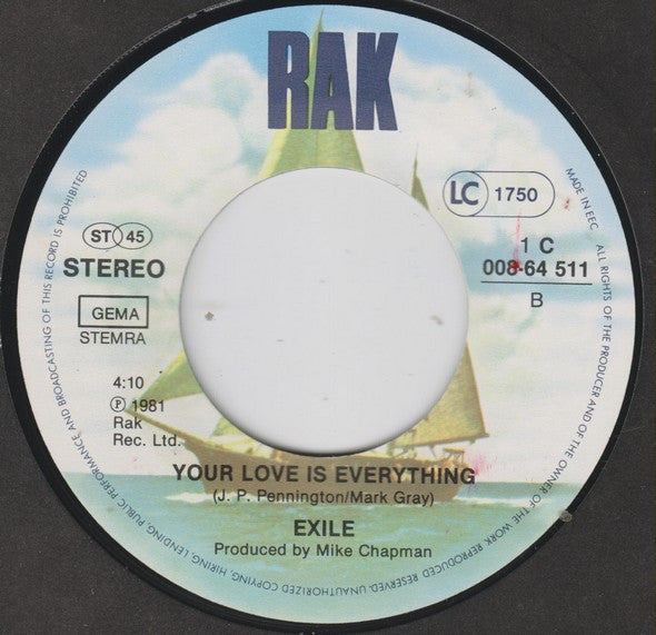 Exile (7) : Heart And Soul (7",45 RPM,Single,Stereo)