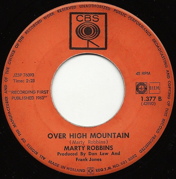 Marty Robbins : Begging To You / Over High Mountain (7",45 RPM)