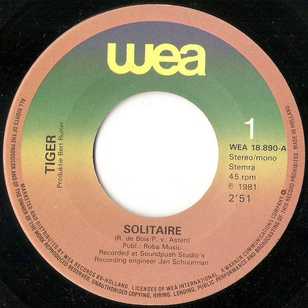 Tiger (5) : Solitaire (7",45 RPM,Single)