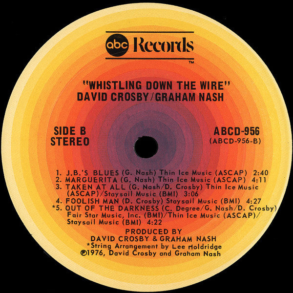 Crosby & Nash : Whistling Down The Wire (LP,Album,Stereo)