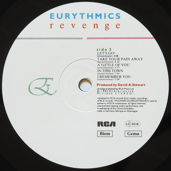 Eurythmics : Revenge (LP,Album,Stereo)