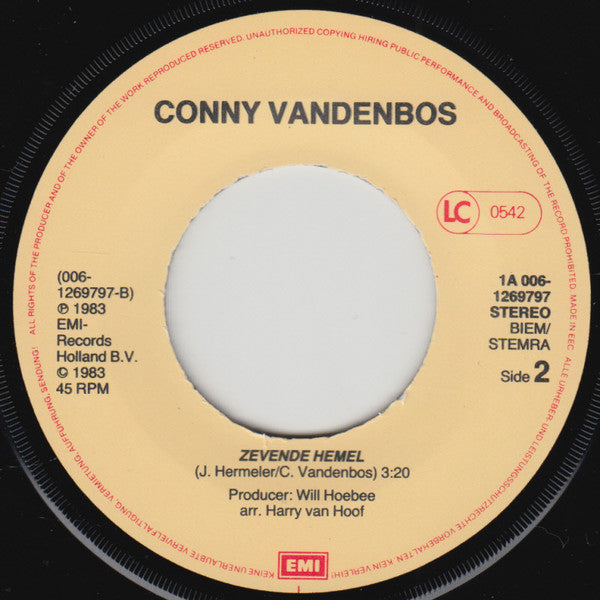 Conny Vandenbos : Net Als Vroeger / Zevende Hemel (7",45 RPM,Single,Stereo)