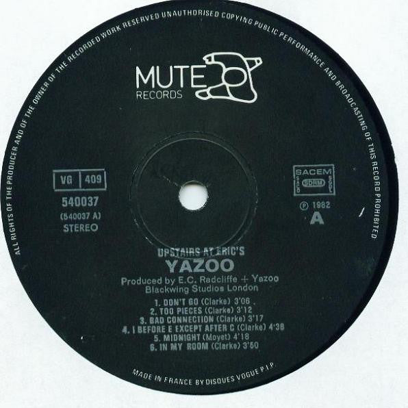 Yazoo : Upstairs At Eric's (LP,Album,Stereo)