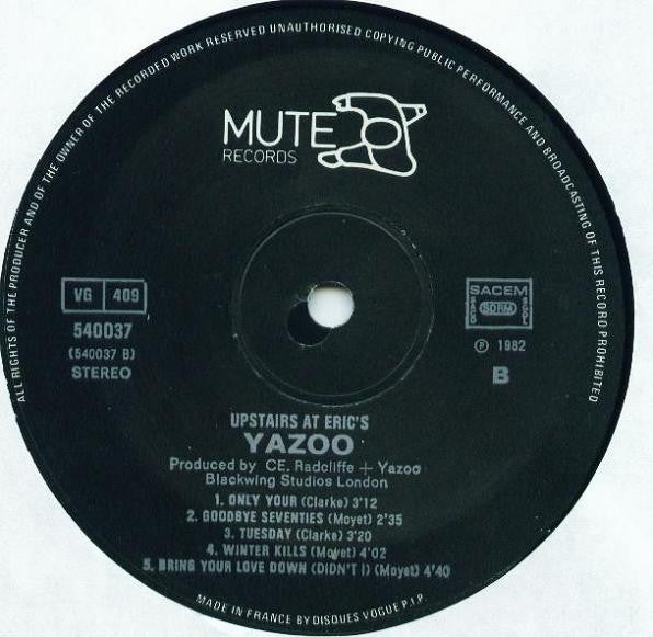 Yazoo : Upstairs At Eric's (LP,Album,Stereo)