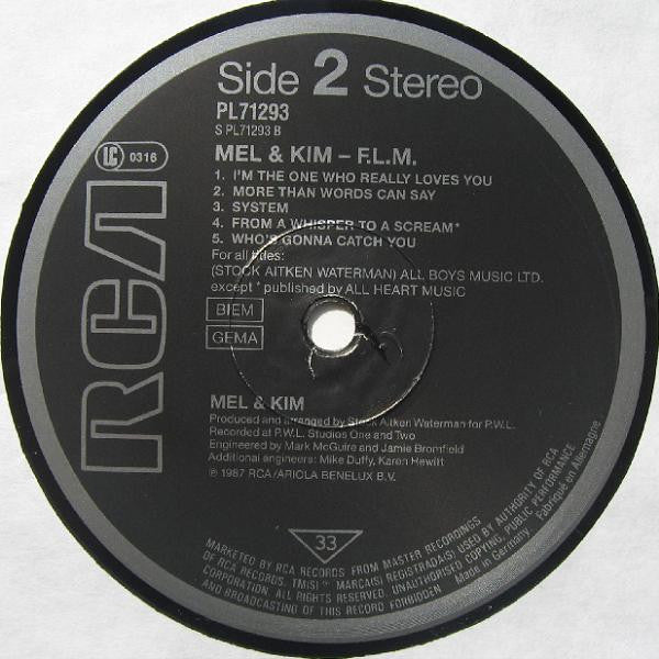 Mel & Kim : F.L.M. (LP,Album,Stereo)