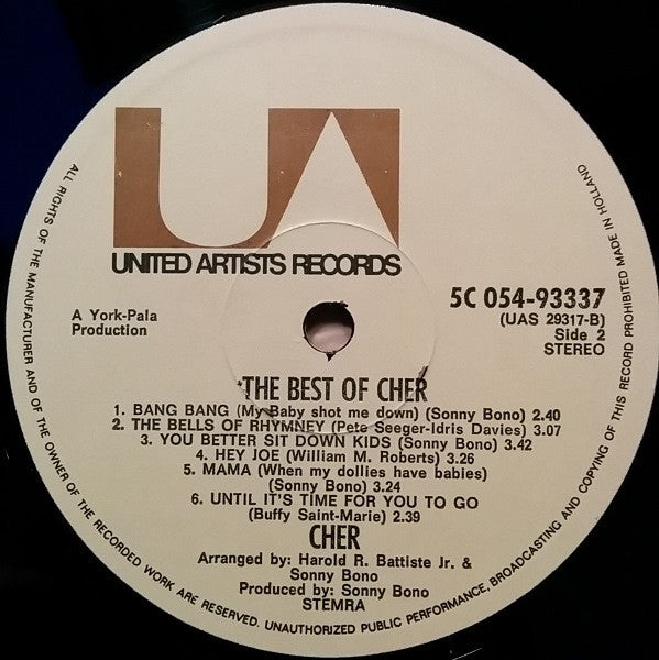 Cher : The Best Of Cher (LP,Compilation,Stereo)