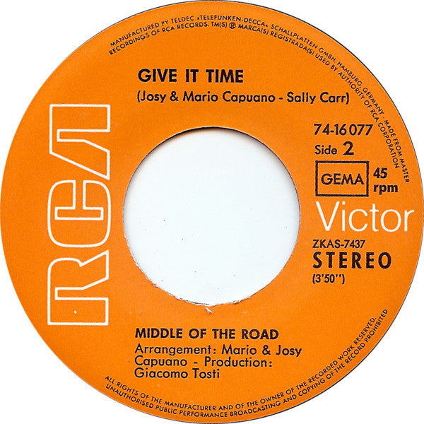 Middle Of The Road : Tweedle Dee Tweedle Dum (7",45 RPM,Single)
