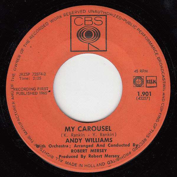 Andy Williams : "... And Roses And Roses" (7", Single)