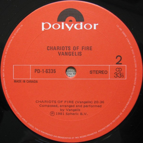Vangelis : Chariots Of Fire (LP,Album,Stereo)