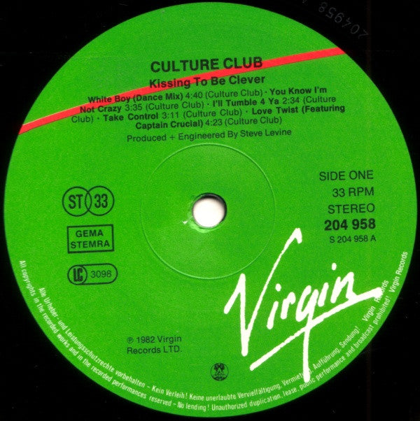 Culture Club : Kissing To Be Clever (LP,Album,Stereo)