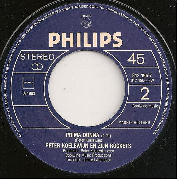 Peter Koelewijn & Zijn Rockets : Ik Ben Geen Jo-Jo (7",Single)
