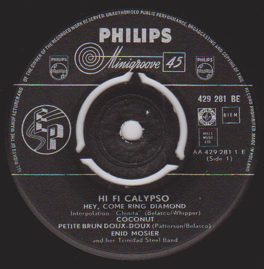 Enid Mosier And Her Trinidad Steel Band : Hi Fi Calypso (7",EP)
