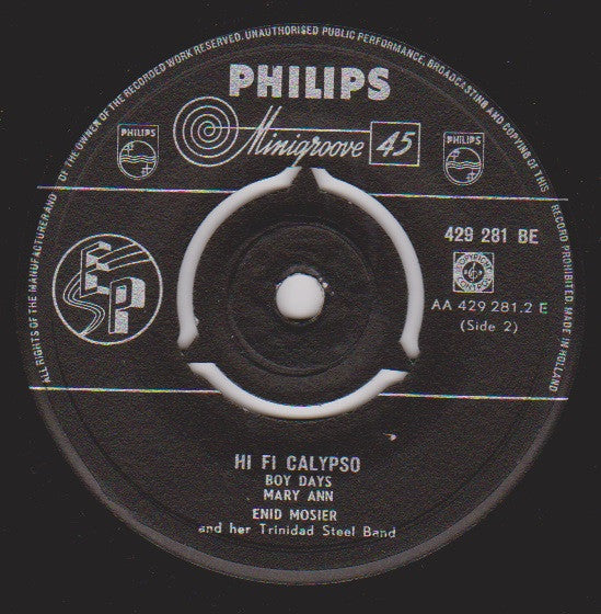 Enid Mosier And Her Trinidad Steel Band : Hi Fi Calypso (7",EP)