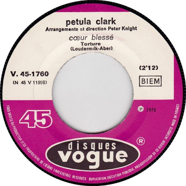 Petula Clark : La Nuit N'en Finit Plus (7",45 RPM,Single,Stereo)