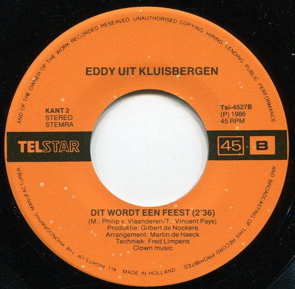 Eddy Uit Kluisbergen : Meisje Uit 'T Verre Griekenland (7",45 RPM,Single)