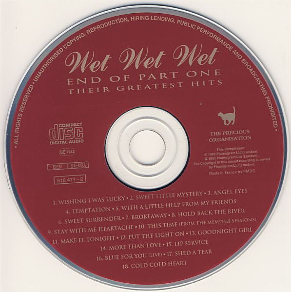 Wet Wet Wet : End Of Part One (Their Greatest Hits) (Compilation,Repress)