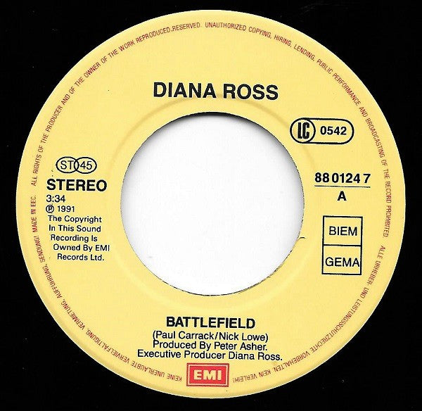 Diana Ross : Battlefield (7",45 RPM,Single)