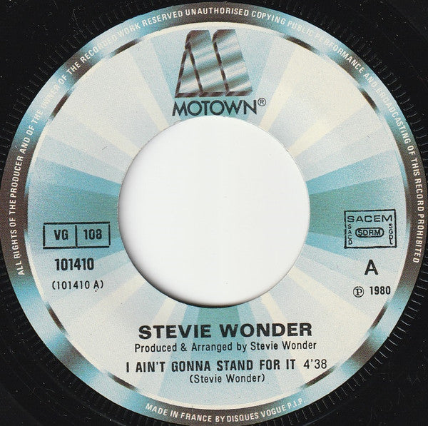 Stevie Wonder : I Ain't Gonna Stand For It (7",45 RPM,Single)