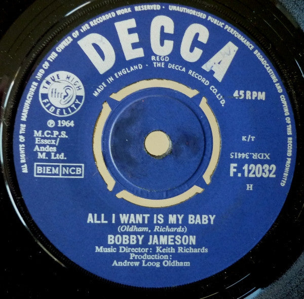 Bobby Jameson : All I Want Is My Baby / Each And Every Day (7",45 RPM,Single)