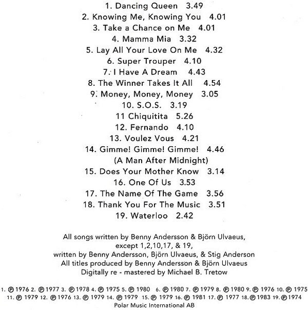 ABBA : Gold (Greatest Hits) (Compilation,Remastered)