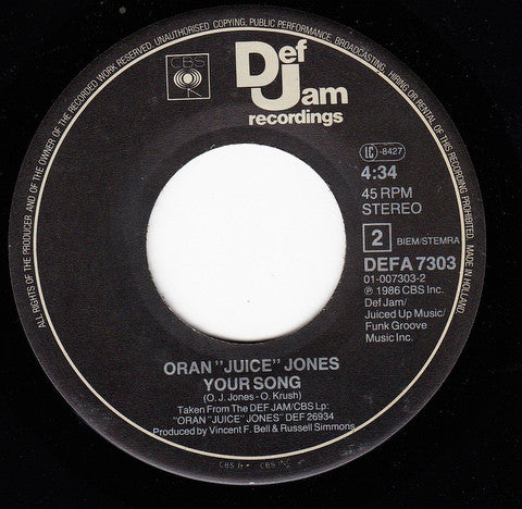 Oran 'Juice' Jones : The Rain (7",45 RPM,Single,Stereo)