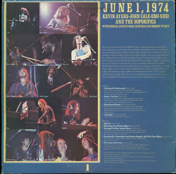 Kevin Ayers - John Cale - Brian Eno - Nico (3) : June 1, 1974 (LP,Album)