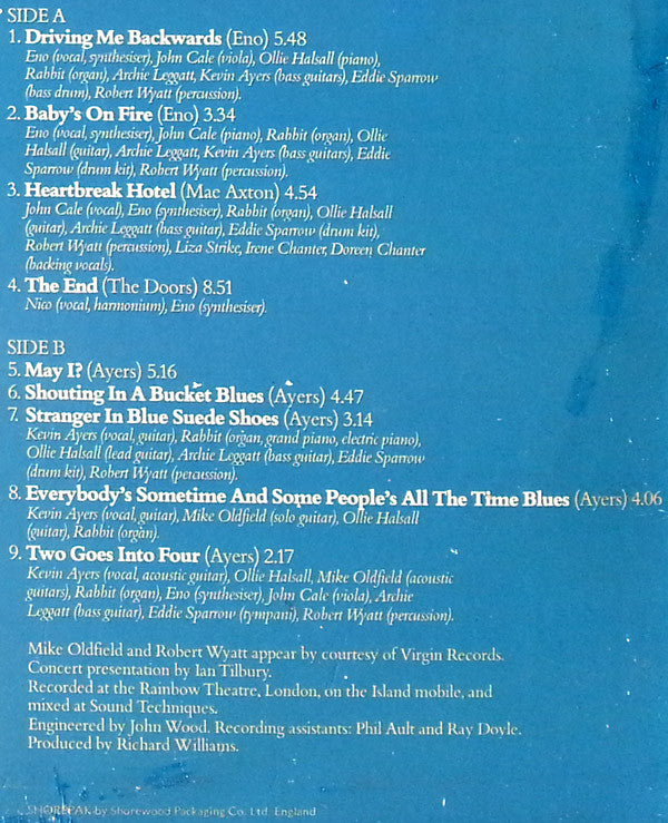 Kevin Ayers - John Cale - Brian Eno - Nico (3) : June 1, 1974 (LP,Album)