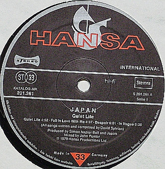 Japan : Quiet Life (LP,Album,Stereo)